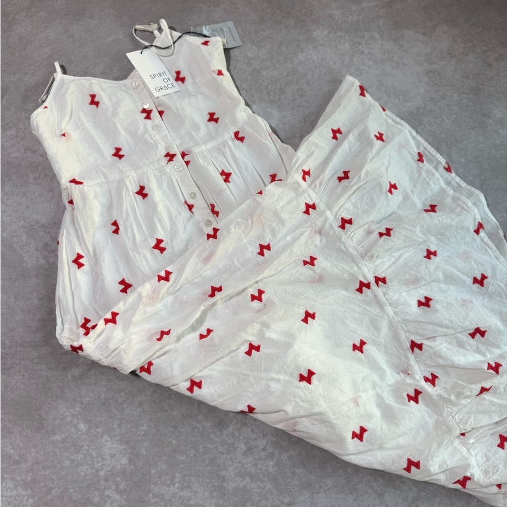 Nordstrom White Dress with Red Pattern